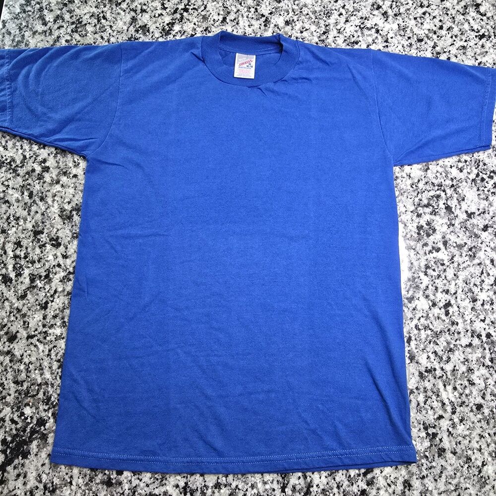 Vintage Jerzees 50/50 Heavyweight Men's Medium Blue Plain T Shirt